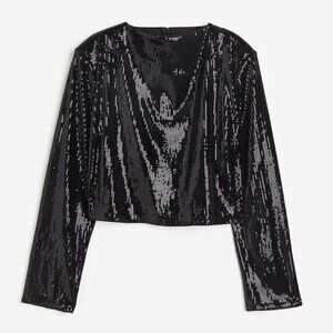 Black Sequined Blouse H&M